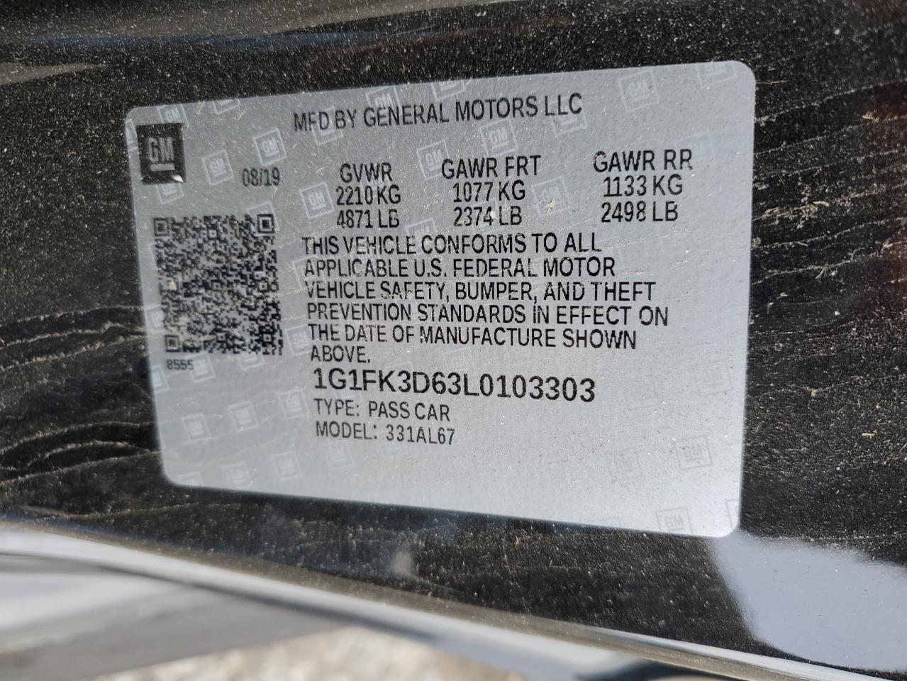 2020 Chevrolet Camaro VIN 1G1FK3D63L0103303 Copart auction photo, undercarriage / front end damage thumbnail 13