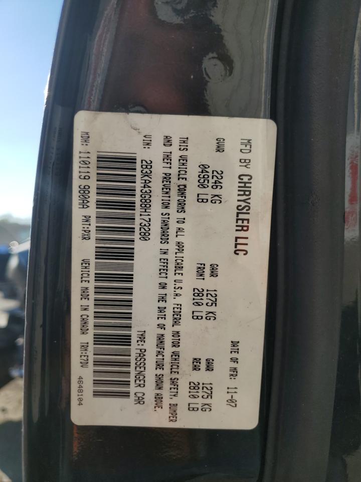 2008 Dodge Charger VIN 2B3KA43G88H173280 Copart auction photo, front end damage thumbnail 12