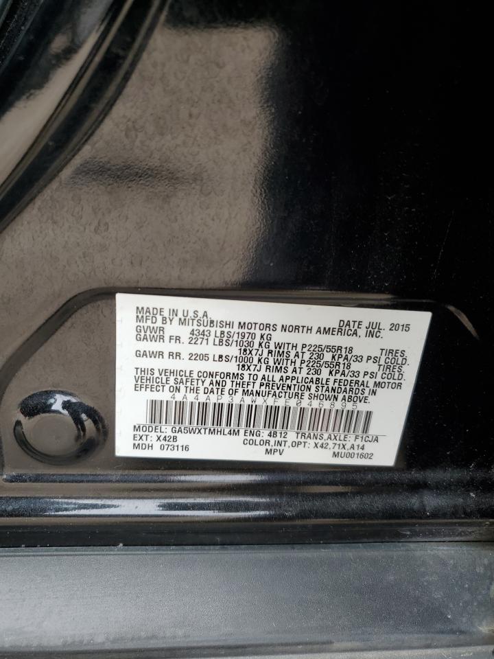 2015 Mitsubishi Outlander VIN 4A4AP3AWXFE046895 Copart auction photo, side damage thumbnail 12
