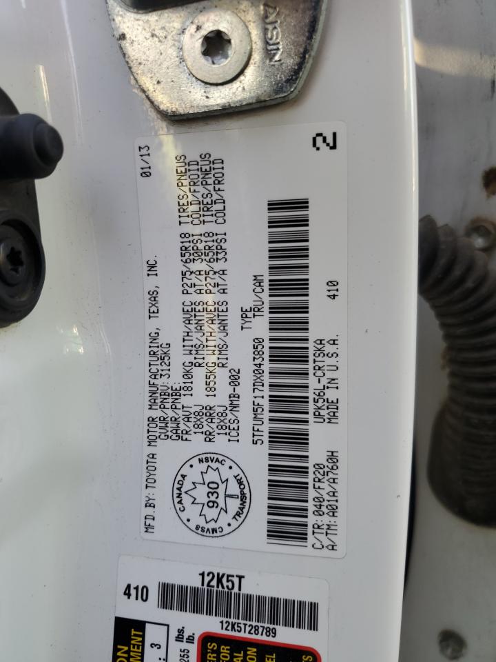 2013 Toyota Tundra VIN 5TFUM5F17DX043850 Copart auction photo, all over damage thumbnail 14