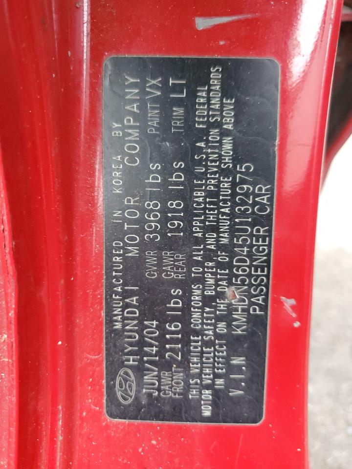 2005 Hyundai Elantra VIN KMHDN56D45U132975 Copart auction photo, minor dent/scratches damage thumbnail 12