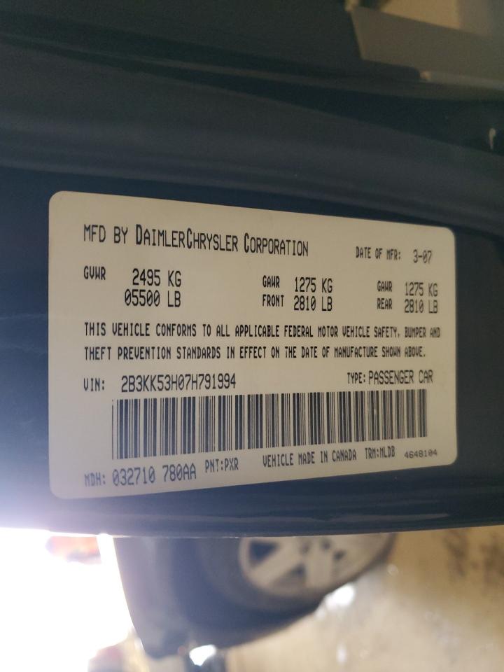 2007 Dodge Charger VIN 2B3KK53H07H791994 Copart auction photo, all over damage thumbnail 12