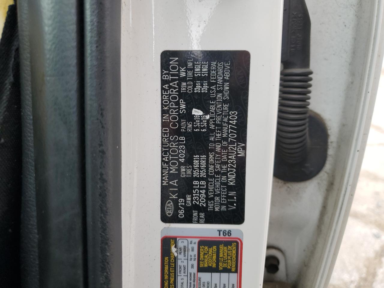 2020 KIA Soul VIN KNDJ23AU2L7077403 Copart auction photo, front end damage thumbnail 14