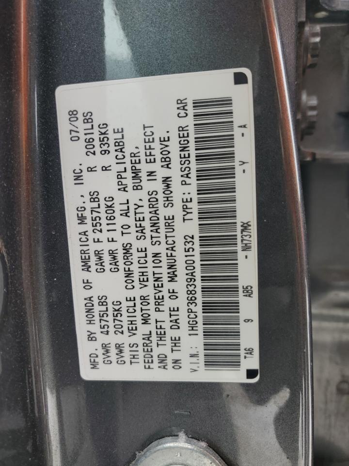 2009 Honda Accord VIN 1HGCP36839A001532 Copart auction photo, front end damage thumbnail 15