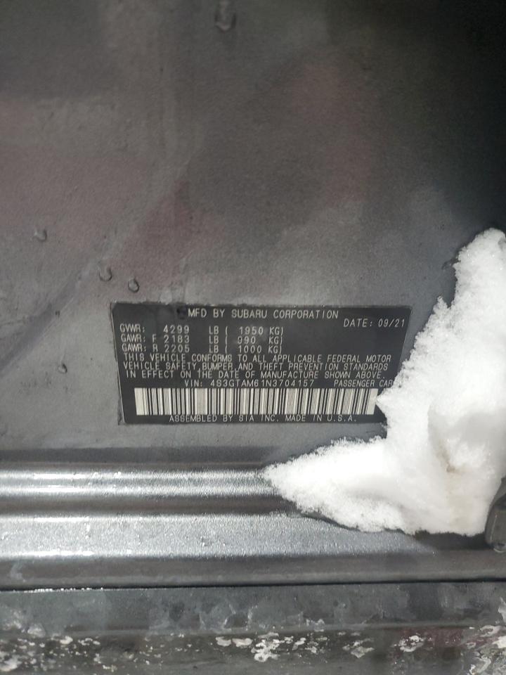 2022 Subaru Impreza VIN 4S3GTAM61N3704157 Copart auction photo, side damage thumbnail 12