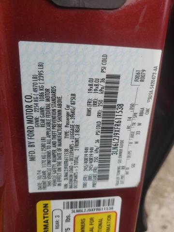 2015 Lincoln MKZ VIN 3LN6L2J9XFR611538 Copart auction photo, undercarriage damage thumbnail 12