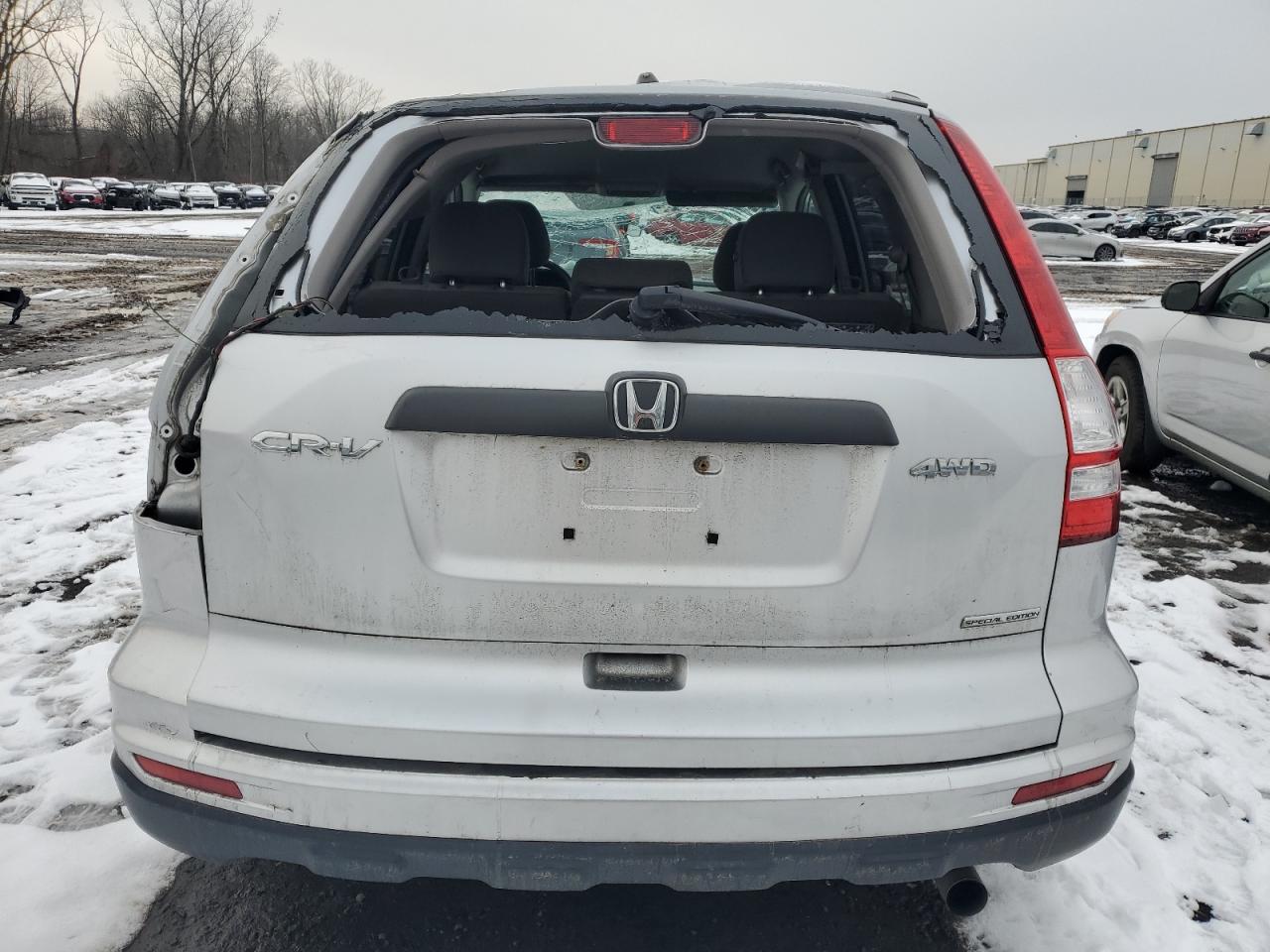 2011 Honda CR-V VIN JHLRE4H44BC025219 Copart auction photo, top/roof / rear end damage thumbnail 6
