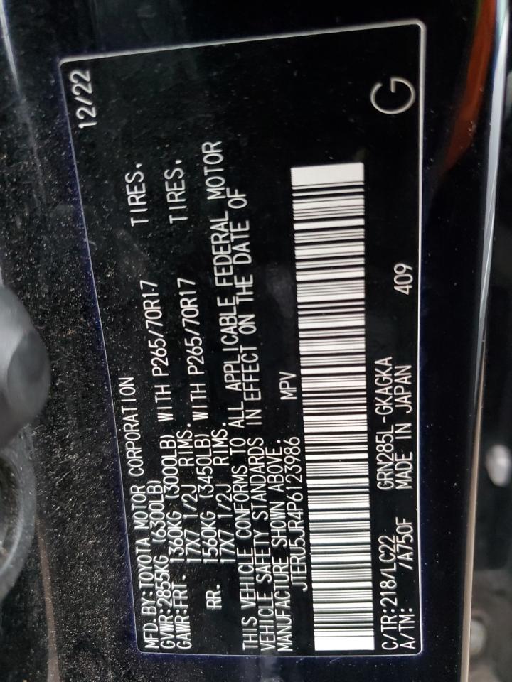 2023 Toyota 4Runner VIN JTERU5JR4P6123986 Copart auction photo, rear end / front end damage thumbnail 13