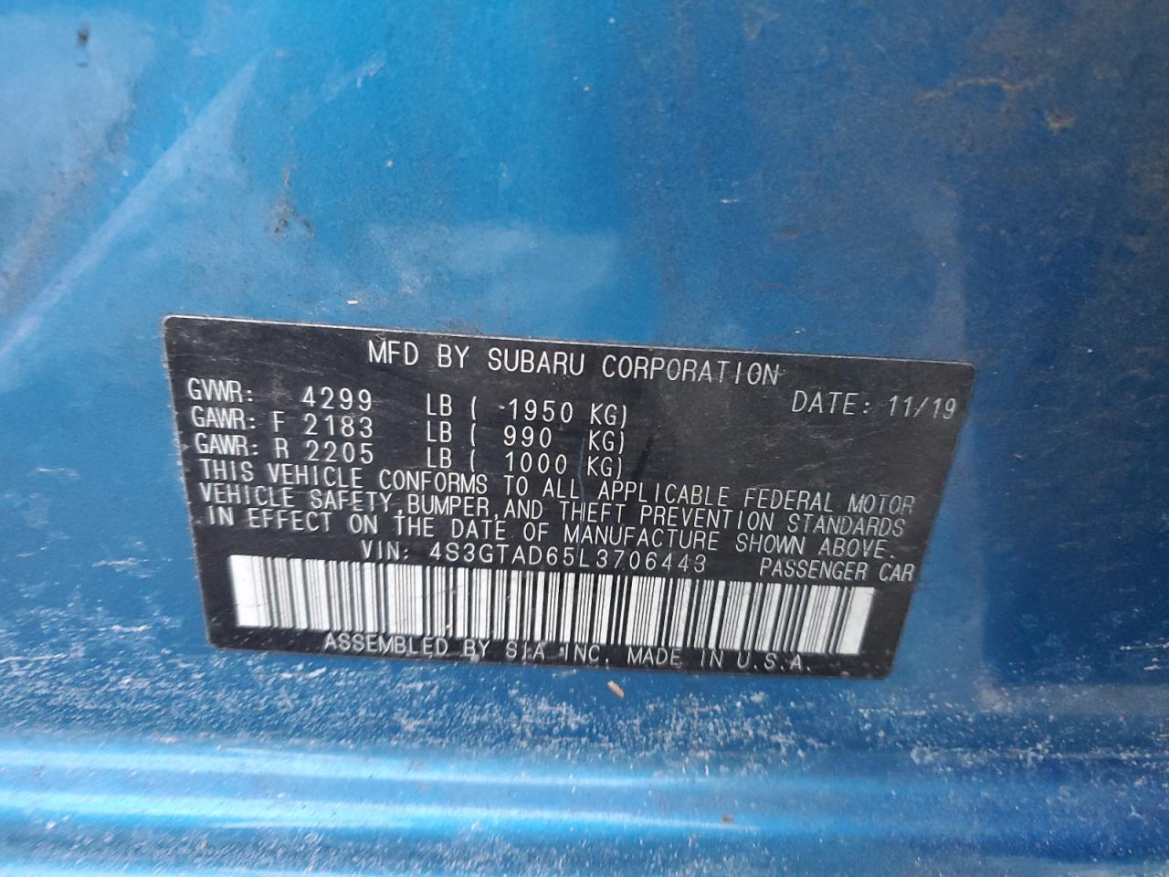 2020 Subaru Impreza VIN 4S3GTAD65L3706443 Copart auction photo, front end damage thumbnail 14