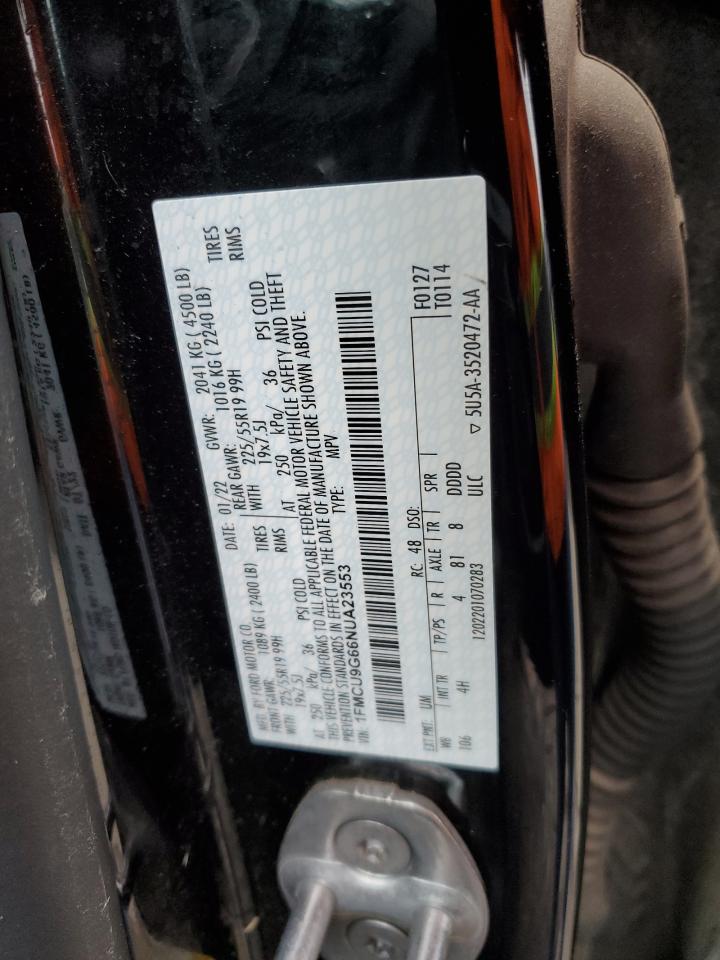 2022 Ford Escape VIN 1FMCU9G66NUA23553 Copart auction photo, front end damage thumbnail 13