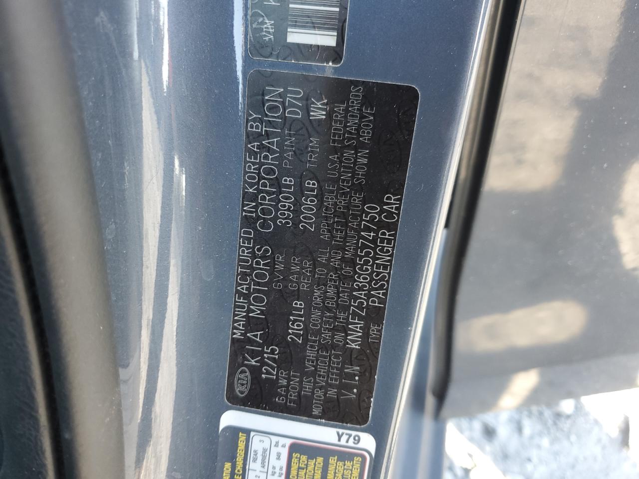 2016 KIA Forte VIN KNAFZ5A36G5574750 Copart auction photo, side / rear end damage thumbnail 15