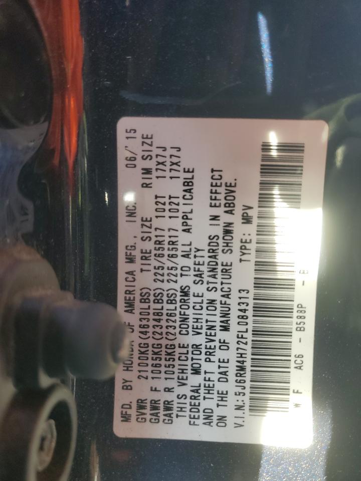 2015 Honda CR-V VIN 5J6RM4H72FL084313 Copart auction photo, water/flood damage thumbnail 14