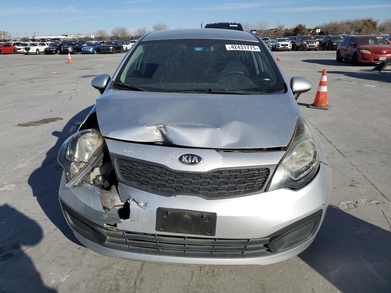 2013 KIA Rio VIN KNADM4A3XD6177984 Copart auction photo, undercarriage / front end damage thumbnail 5