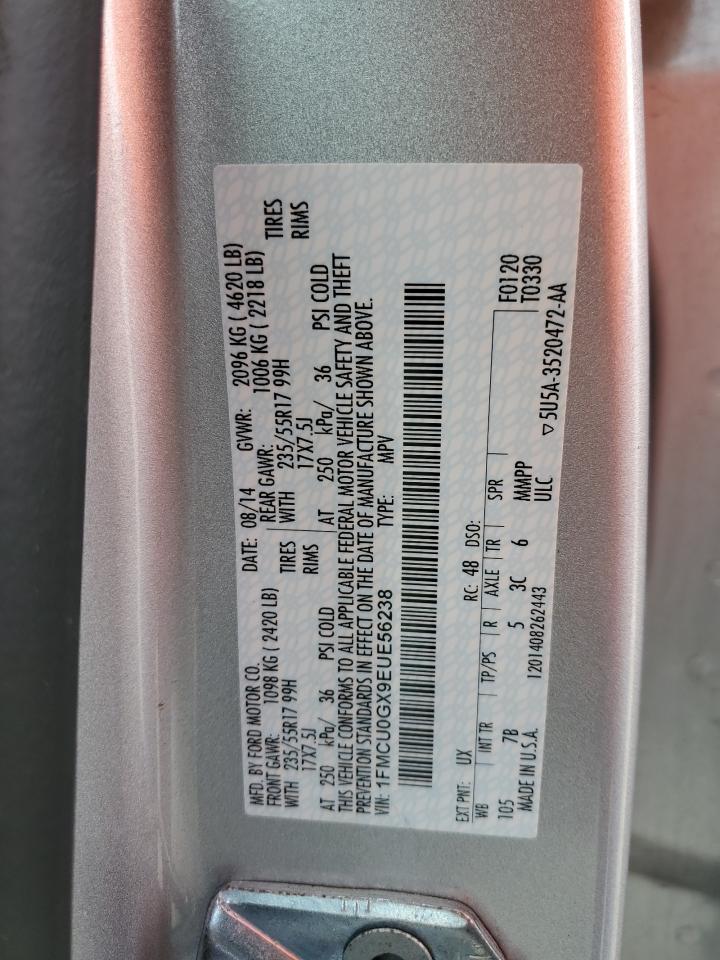 2014 Ford Escape VIN 1FMCU0GX9EUE56238 Copart auction photo, mechanical / minor dent/scratches damage thumbnail 13