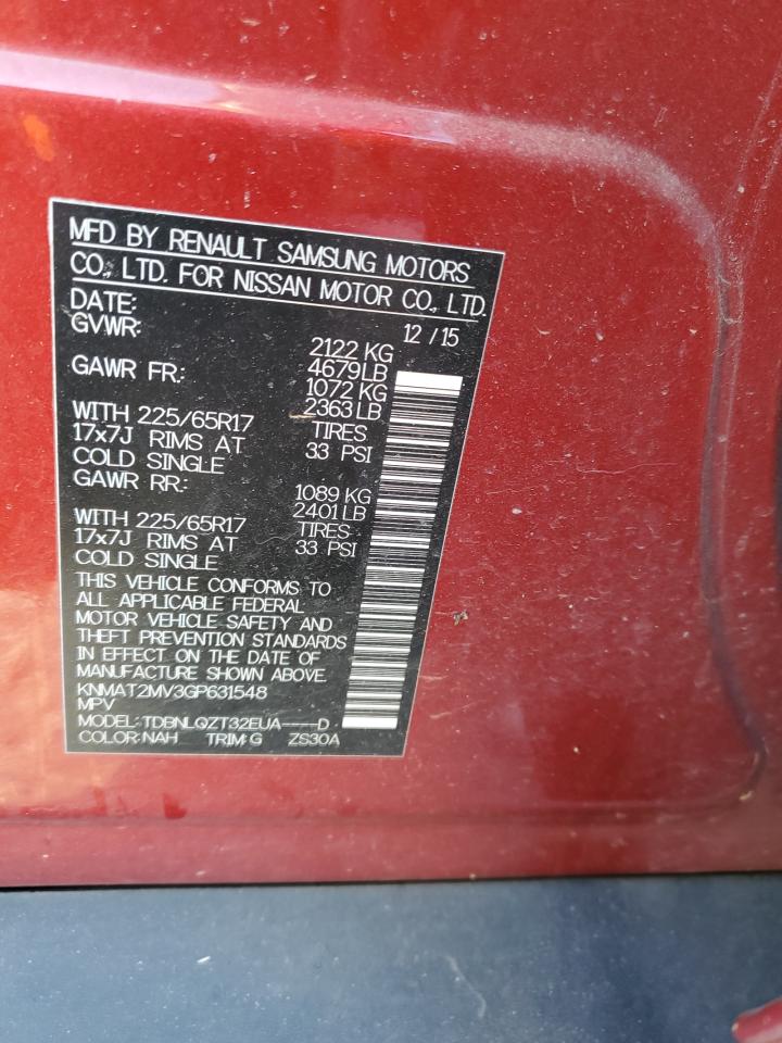 2016 Nissan Rogue VIN KNMAT2MV3GP631548 Copart auction photo, front end / minor dent/scratches damage thumbnail 15
