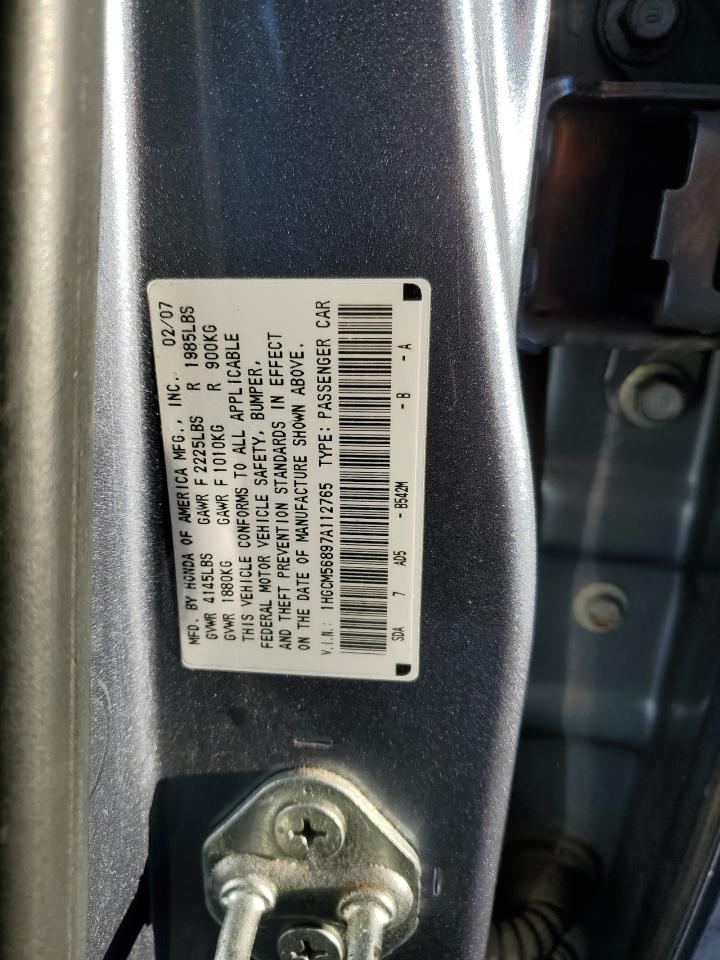 2007 Honda Accord VIN 1HGCM56897A112765 Copart auction photo, front end / minor dent/scratches damage thumbnail 13