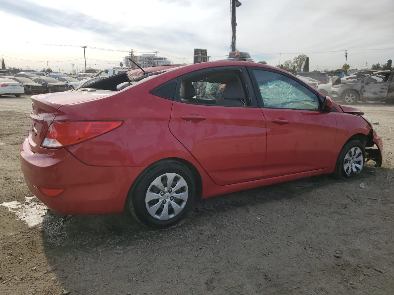 2017 Hyundai Accent VIN KMHCT4AE7HU273846 Copart auction photo, top/roof / front end damage thumbnail 3