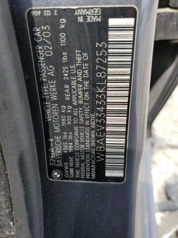 2003 BMW 3er VIN WBAEV33433KL87253 Copart auction photo, undercarriage / minor dent/scratches damage thumbnail 12