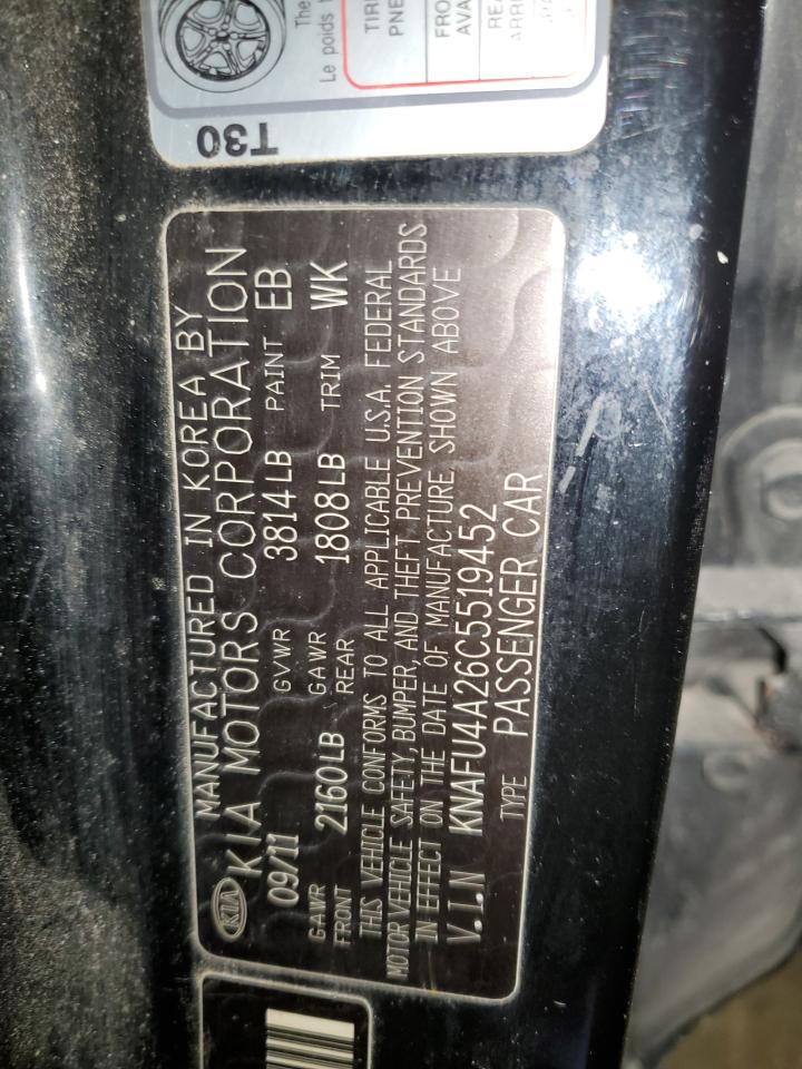 2012 KIA Forte VIN KNAFU4A26C5519452 Copart auction photo, front end / minor dent/scratches damage thumbnail 14