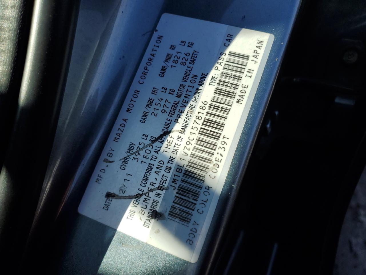 2012 Mazda 3 VIN JM1BL1V79C1578186 Copart auction photo, side damage thumbnail 12
