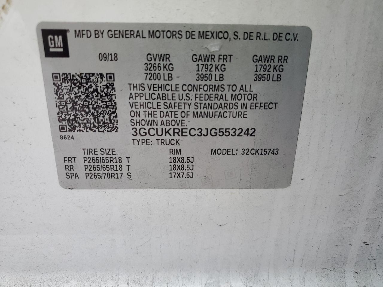 2018 Chevrolet Silverado VIN 3GCUKREC3JG553242 Copart auction photo, all over / undercarriage damage thumbnail 12