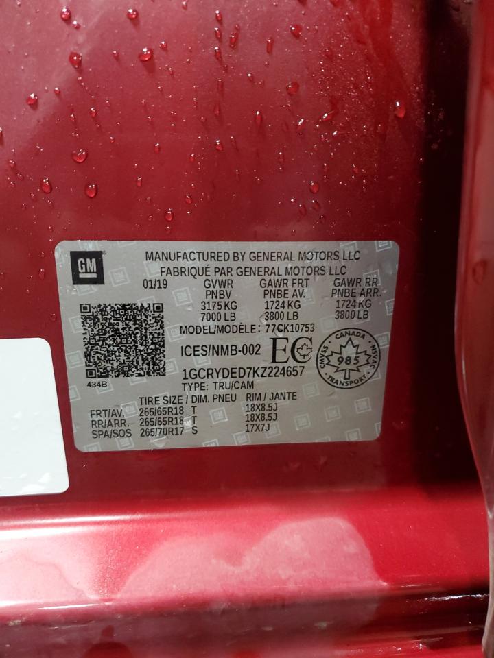 2019 Chevrolet Silverado VIN 1GCRYDED7KZ224657 Copart auction photo, front end damage thumbnail 14