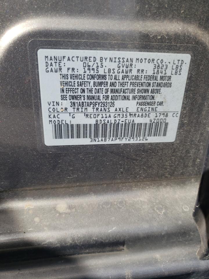 2015 Nissan Sentra VIN 3N1AB7AP9FY293126 Copart auction photo, front end damage thumbnail 12