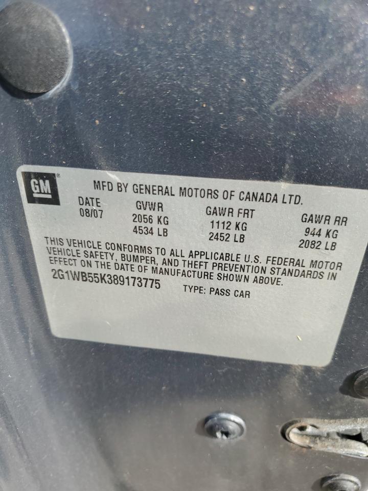 2008 Chevrolet Impala VIN 2G1WB55K389173775 Copart auction photo, front end damage thumbnail 12