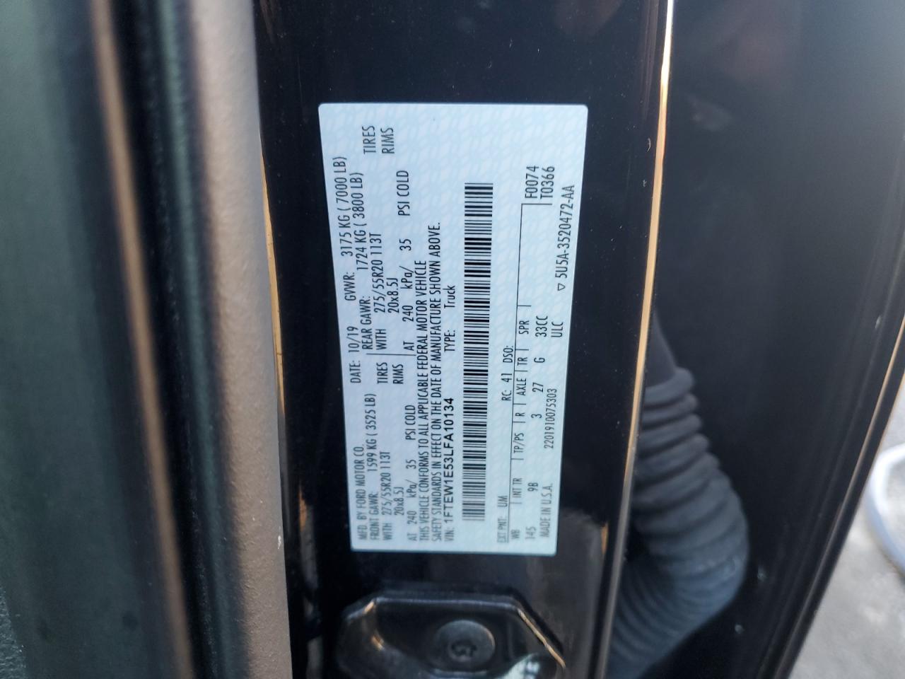 2020 Ford F-150 VIN 1FTEW1E53LFA10134 Copart auction photo, all over damage thumbnail 12