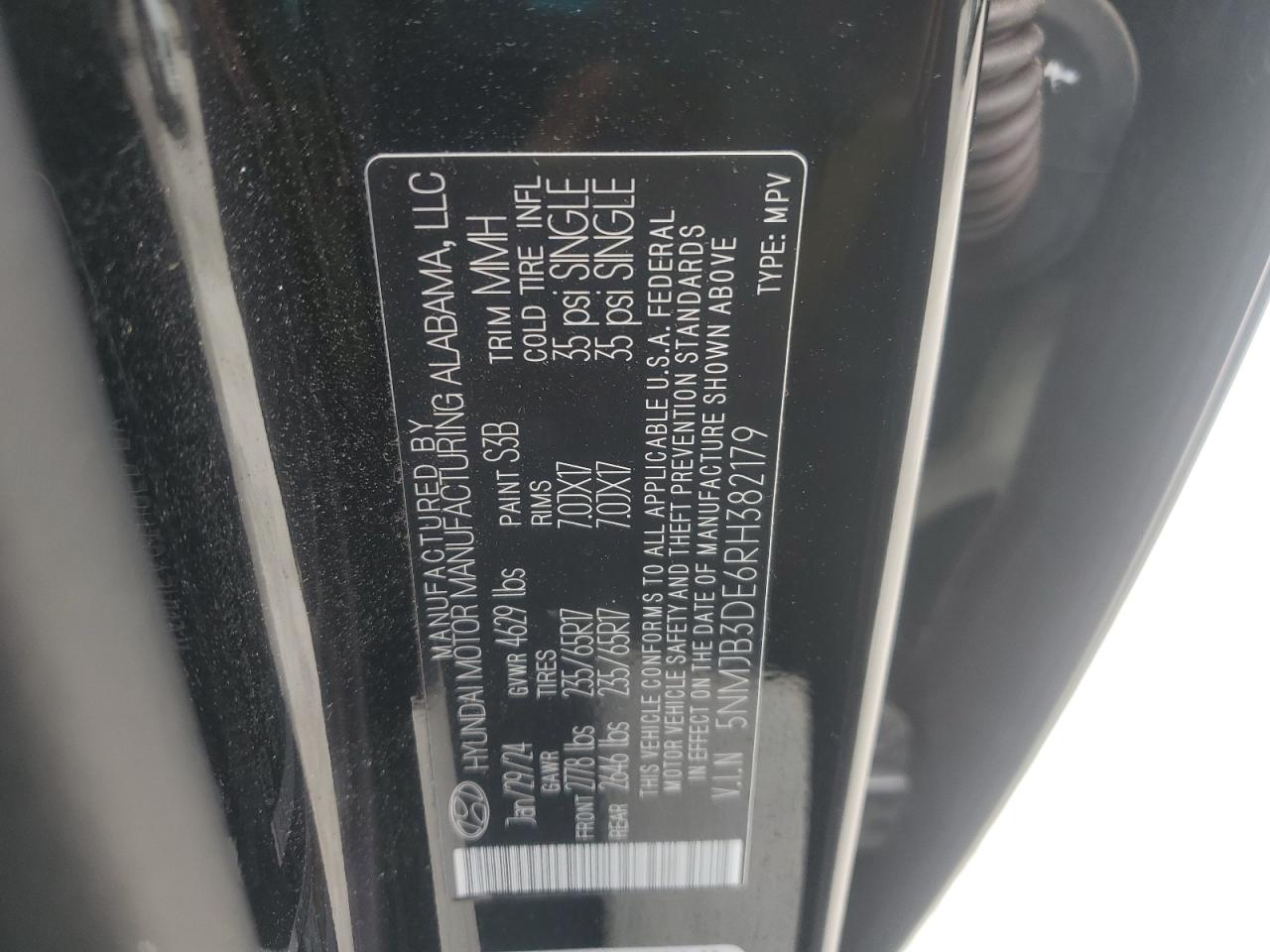 2024 Hyundai Tucson VIN 5NMJB3DE6RH382179 Copart auction photo, rear end / minor dent/scratches damage thumbnail 13