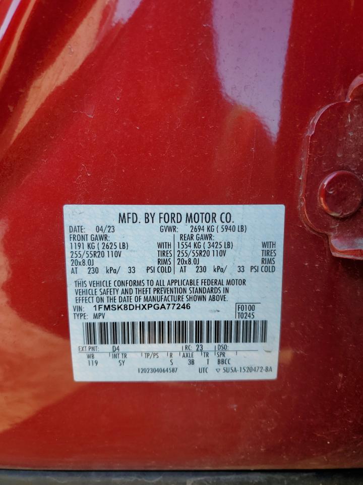 2023 Ford Explorer VIN 1FMSK8DHXPGA77246 Copart auction photo, front end damage thumbnail 14