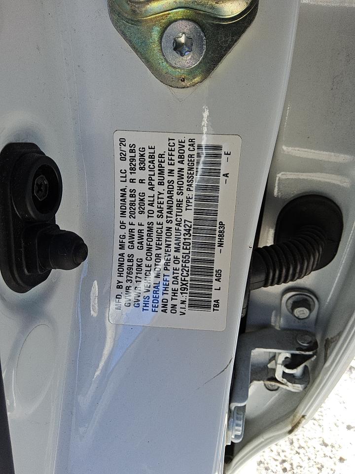 2020 Honda Civic VIN 19XFC2F65LE013427 Copart auction photo, side damage thumbnail 12