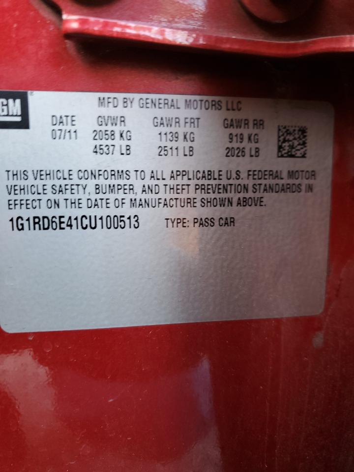 2012 Chevrolet Volt VIN 1G1RD6E41CU100513 Copart auction photo, front end damage thumbnail 13