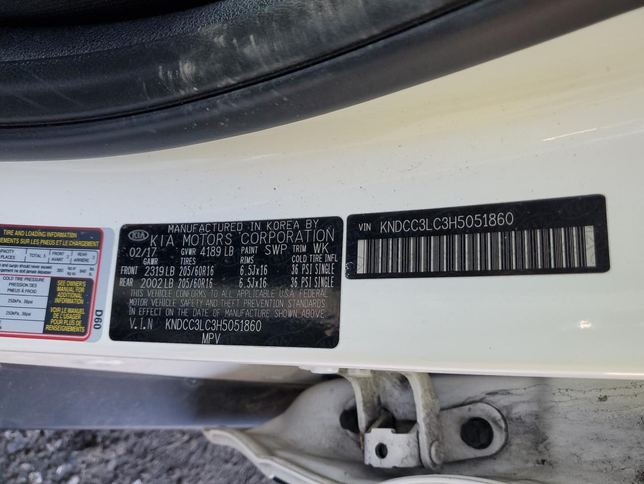 2017 KIA Niro VIN KNDCC3LC3H5051860 Copart auction photo, front end / minor dent/scratches damage thumbnail 14