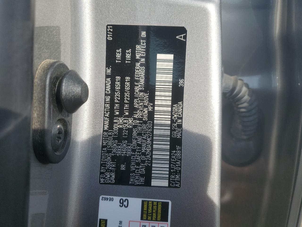 2021 Lexus RX VIN 2T2AZMDA9MC276303 Copart auction photo, front end damage thumbnail 12