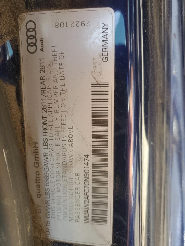 2016 Audi S7 VIN WUAW2AFC7GN901474 Copart auction photo, front end / rear end damage thumbnail 13