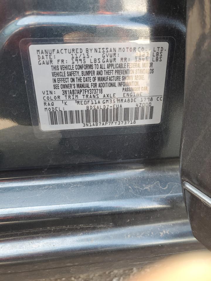 2015 Nissan Sentra VIN 3N1AB7AP7FY373718 Copart auction photo, rear end damage thumbnail 14