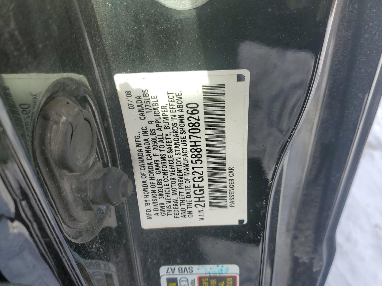 2008 Honda Civic VIN 2HGFG21588H708260 Copart auction photo, front end / minor dent/scratches damage thumbnail 13