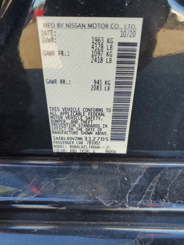 2021 Nissan Altima VIN 1N4BL4DV2MN312705 Copart auction photo, front end damage thumbnail 12