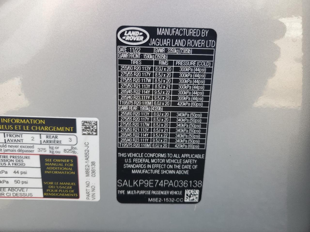2023 Land Rover Range Rover VIN SALKP9E74PA036138 Copart auction photo, water/flood damage thumbnail 13
