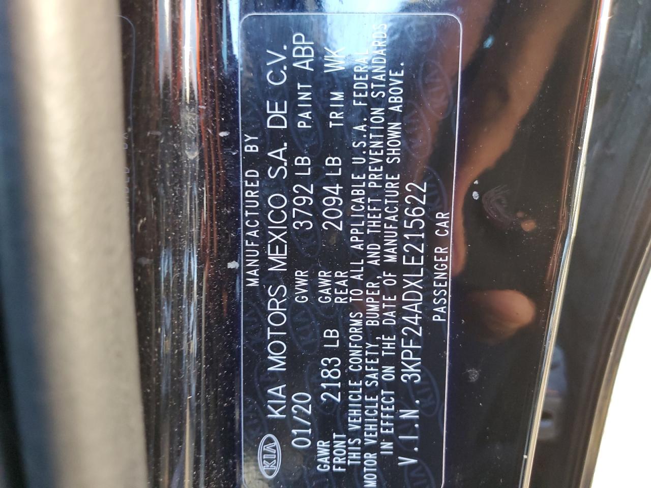 2020 KIA Forte VIN 3KPF24ADXLE215622 Copart auction photo, front end / side damage thumbnail 12