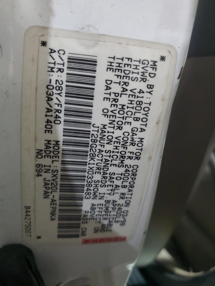 1999 Toyota Camry VIN JT2BG28K1X0338483 Copart auction photo, side / front end damage thumbnail 12