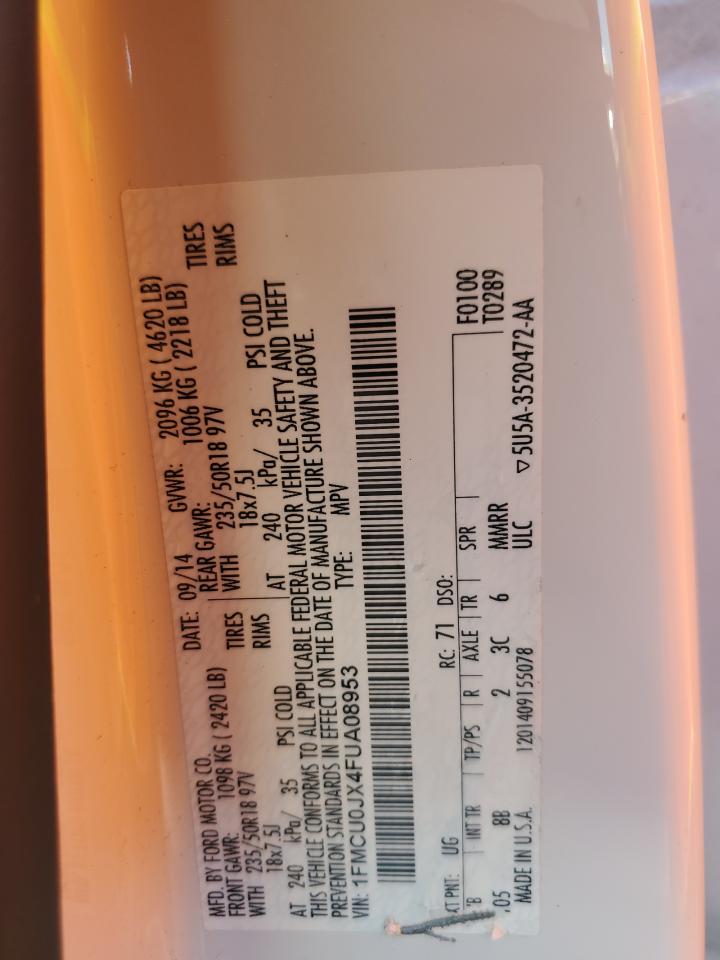 2015 Ford Escape VIN 1FMCU0JX4FUA08953 Copart auction photo, all over damage thumbnail 13