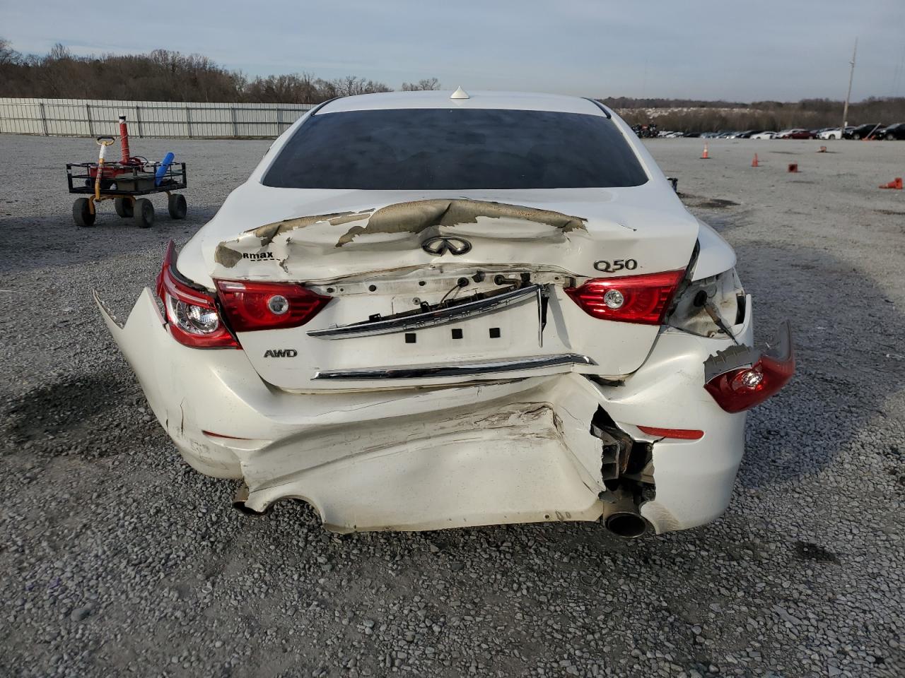 2015 Infiniti Q50 VIN JN1BV7ARXFM399813 Copart auction photo, front end / rear end damage thumbnail 6
