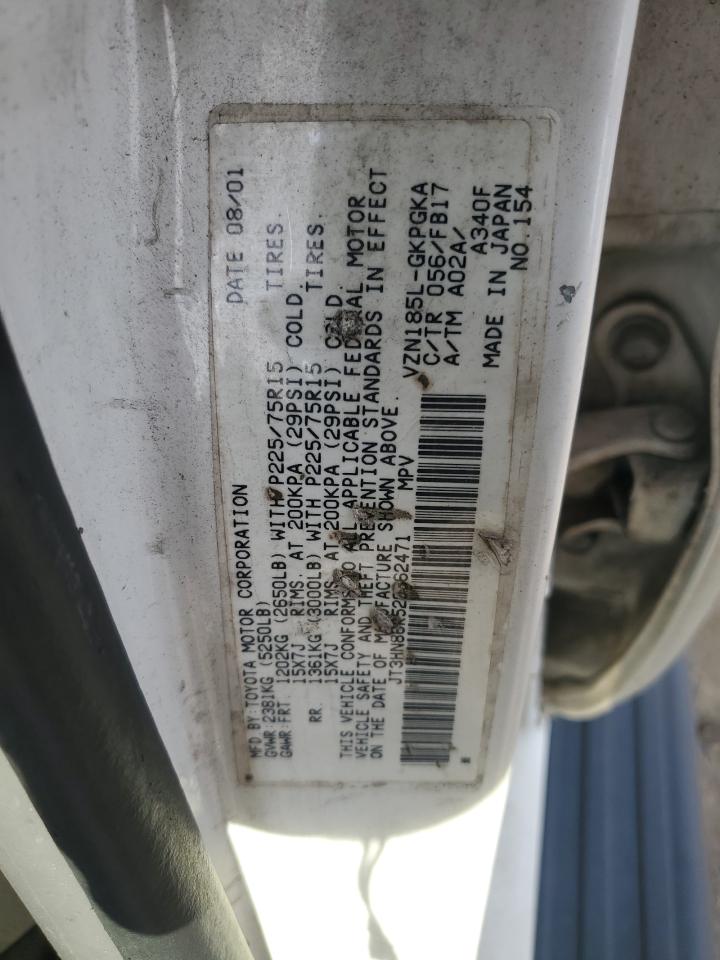 2002 Toyota 4Runner VIN JT3HN86R520362471 Copart auction photo, side damage thumbnail 13
