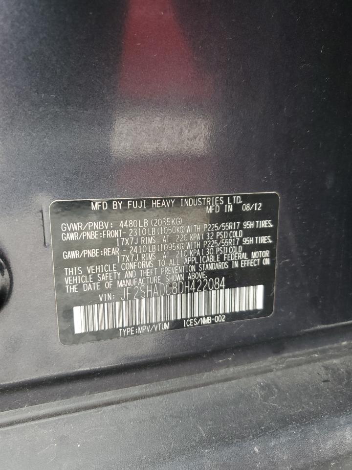 2013 Subaru Forester VIN JF2SHADC8DH422084 Copart auction photo, front end damage thumbnail 13