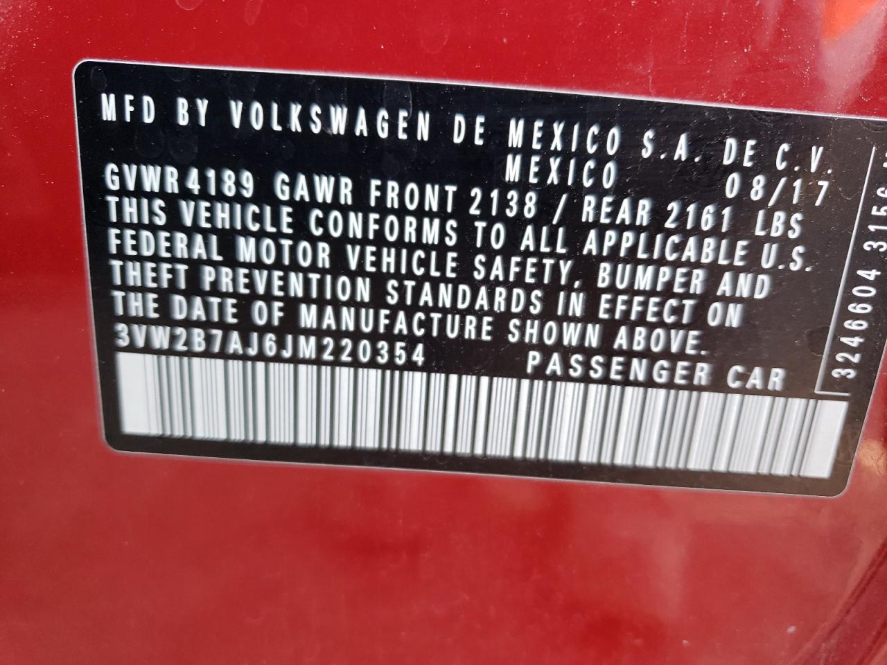 2018 Volkswagen Jetta VIN 3VW2B7AJ6JM220354 Copart auction photo, undercarriage damage thumbnail 13