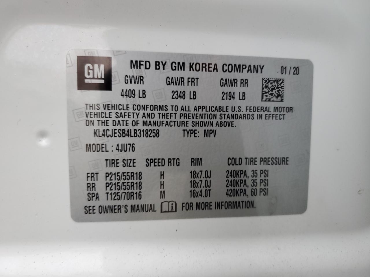 2020 Buick Encore VIN KL4CJESB4LB318258 Copart auction photo, front end / undercarriage damage thumbnail 15