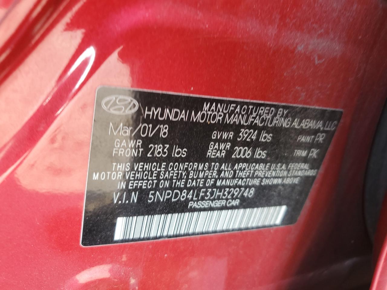 2018 Hyundai Elantra VIN 5NPD84LF3JH329748 Copart auction photo, front end damage thumbnail 14