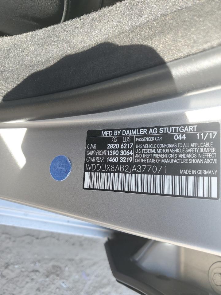 2018 Mercedes-Benz Maybach S-klasse VIN WDDUX8AB2JA377071 Copart auction photo, water/flood damage thumbnail 12